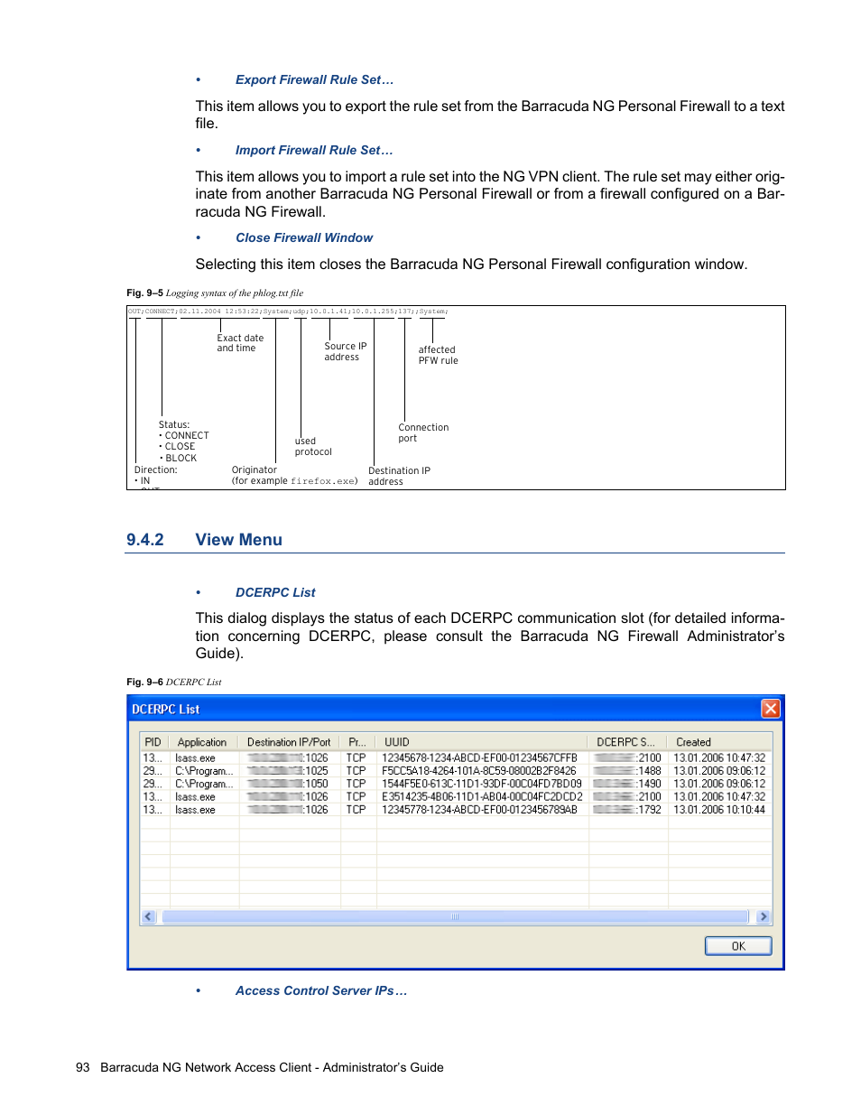 2 view menu, View menu, Structure is depicted in figure 9–5 | Barracuda Networks VERSION SP4 User Manual | Page 95 / 268