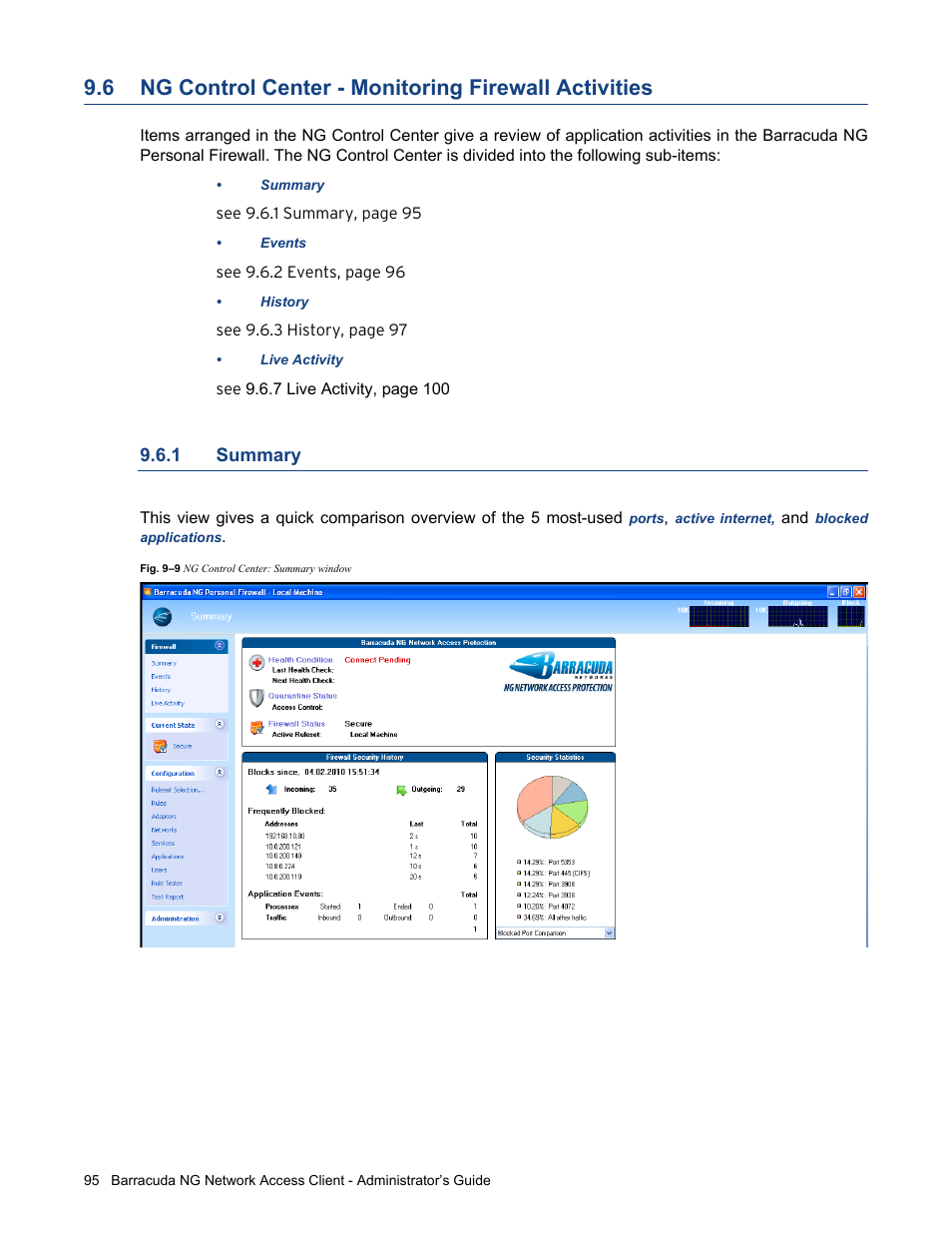 1 summary, Ng control center - monitoring firewall activities, Summary | Barracuda Networks VERSION SP4 User Manual | Page 97 / 268