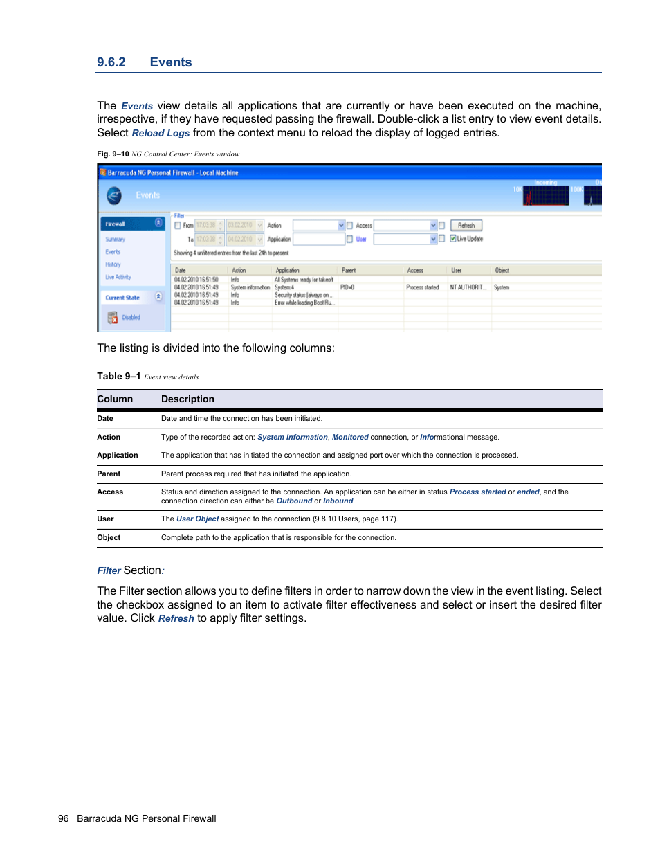 2 events, Events | Barracuda Networks VERSION SP4 User Manual | Page 98 / 268