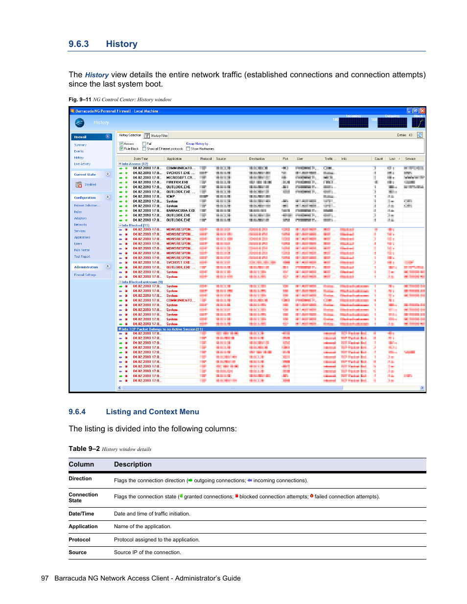 3 history, 4 listing and context menu, History | Barracuda Networks VERSION SP4 User Manual | Page 99 / 268