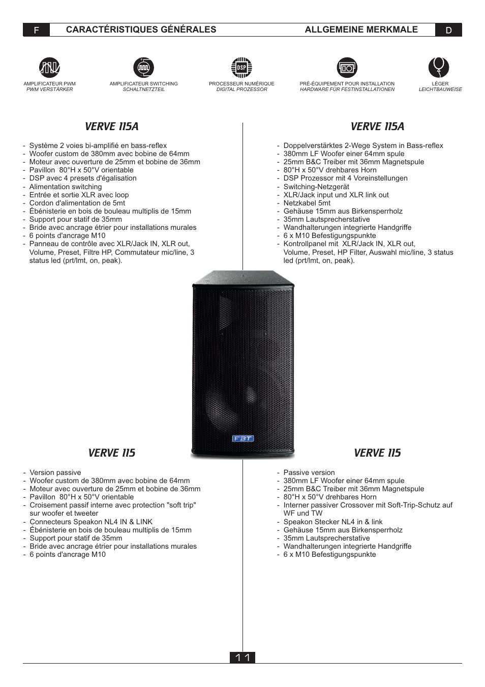 Verve 115a | FBT VERVE 2012 User Manual | Page 13 / 44