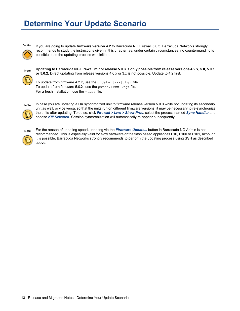Determine your update scenario | Barracuda Networks NG FIREWALL 5.0.3 User Manual | Page 13 / 24