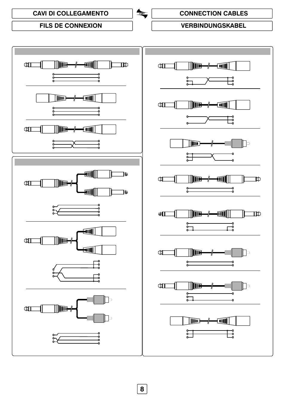 Cavi di collegamento connection cables, Fils de connexion verbindungskabel | FBT STUDIO PRO41 User Manual | Page 10 / 16