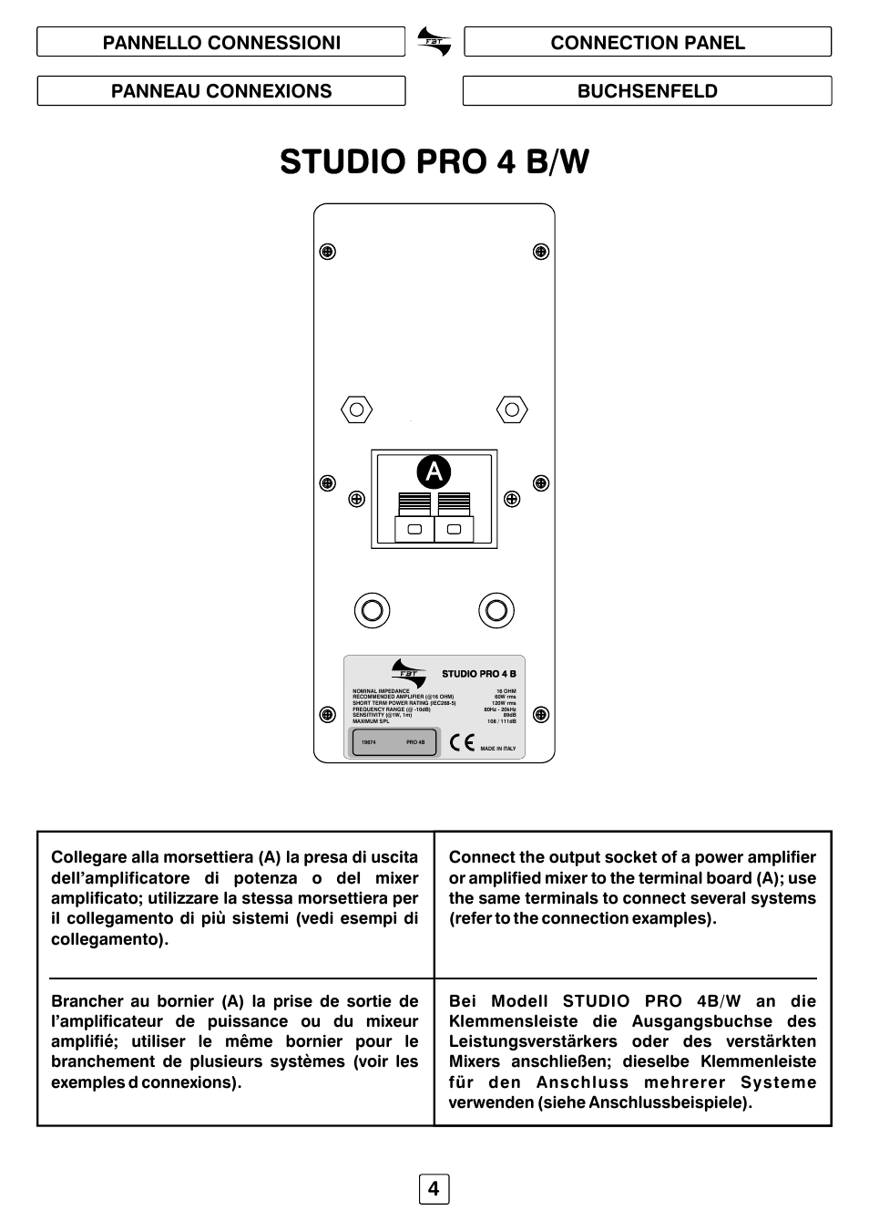 FBT STUDIO PRO41 User Manual | Page 6 / 16