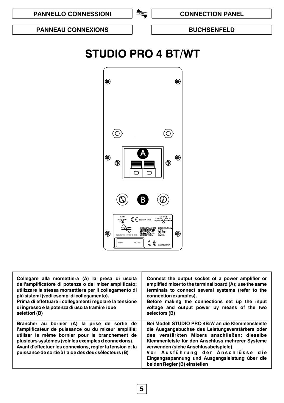FBT STUDIO PRO41 User Manual | Page 7 / 16