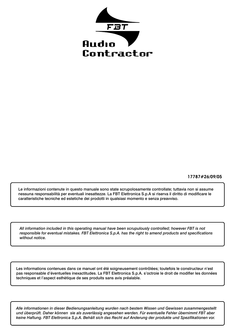 FBT STUDIO pro91 User Manual | Page 2 / 16