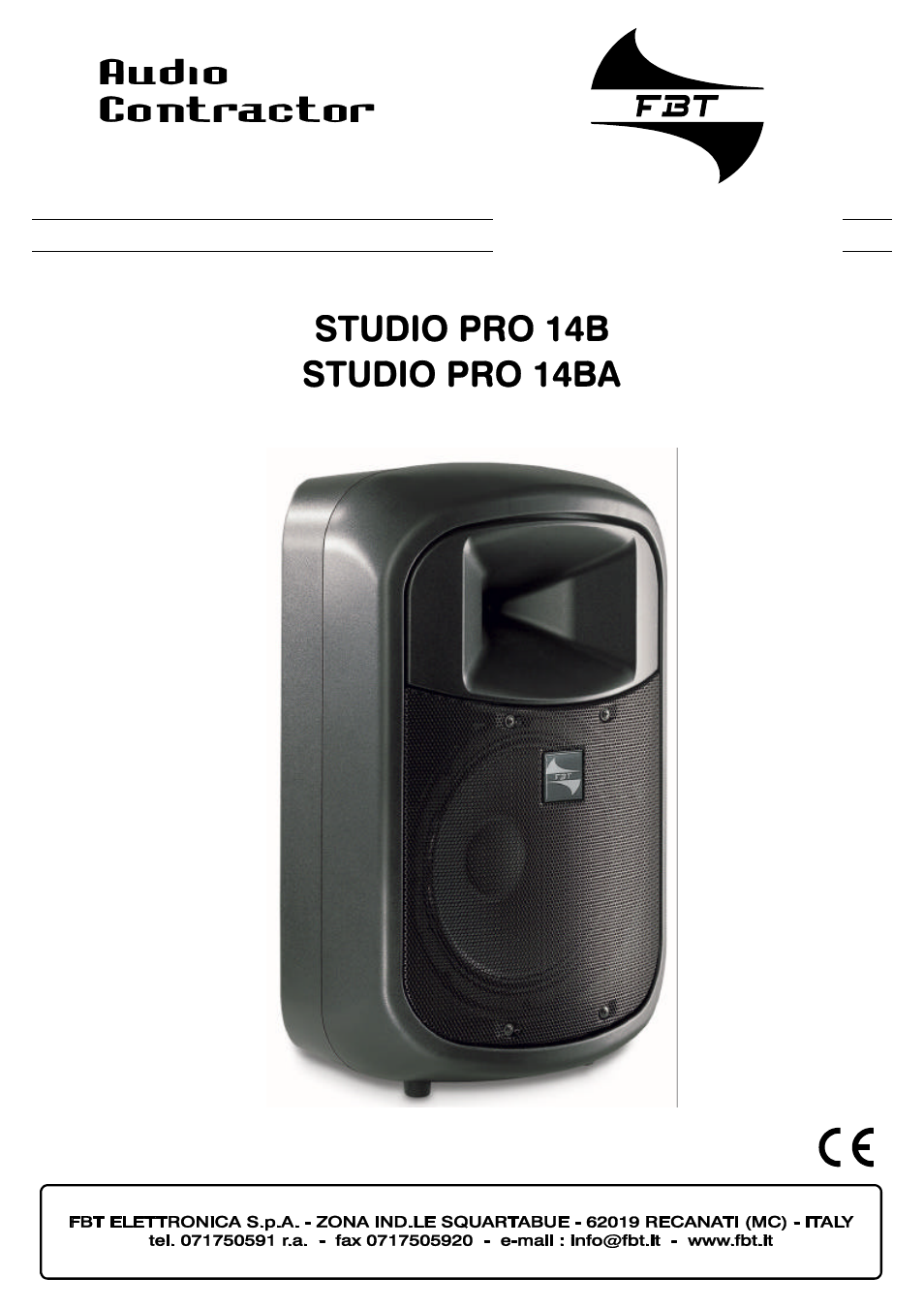 FBT STUDIO pro141 User Manual | 16 pages