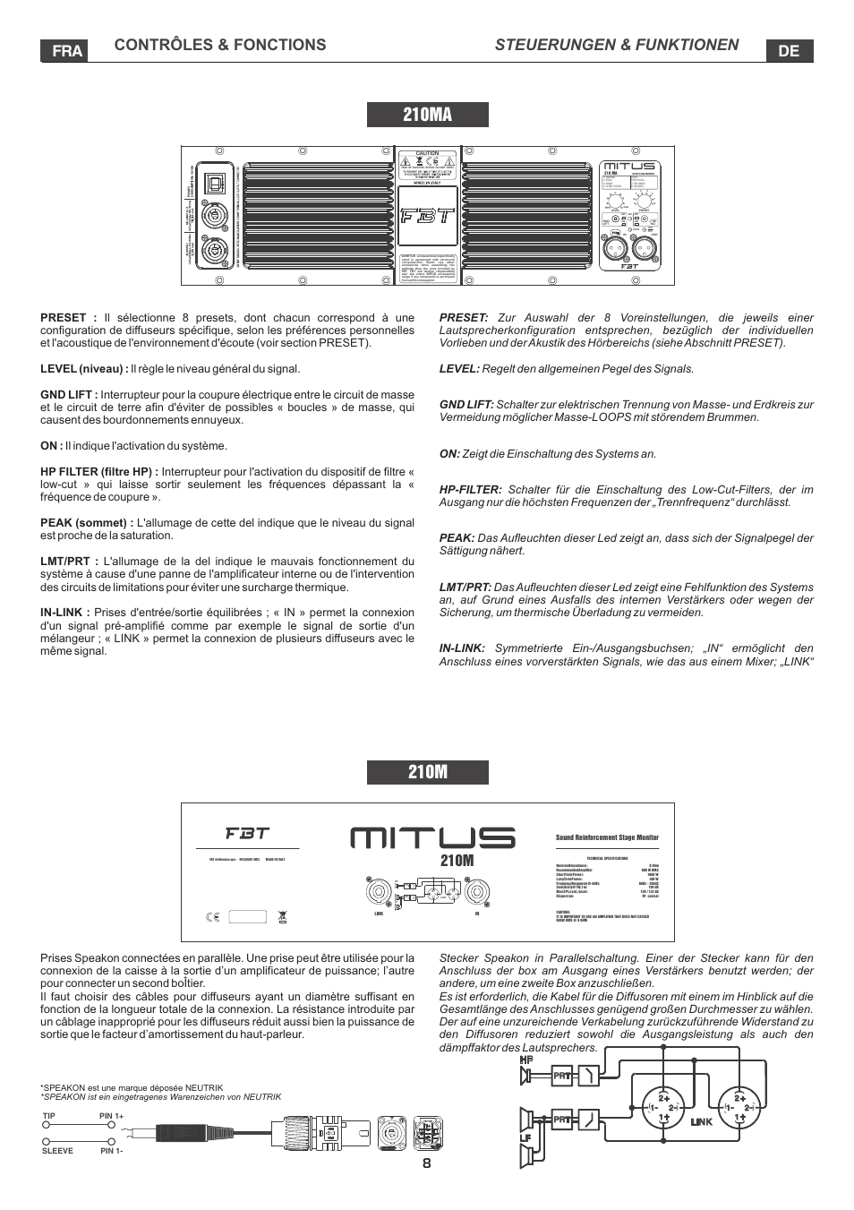 210ma, 210m | FBT MITUS User Manual | Page 53 / 88