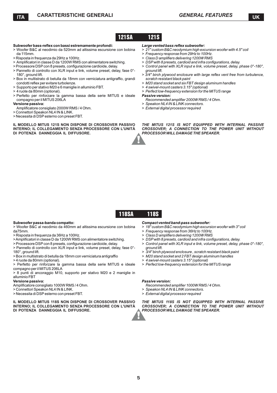 FBT MITUS User Manual | Page 8 / 88