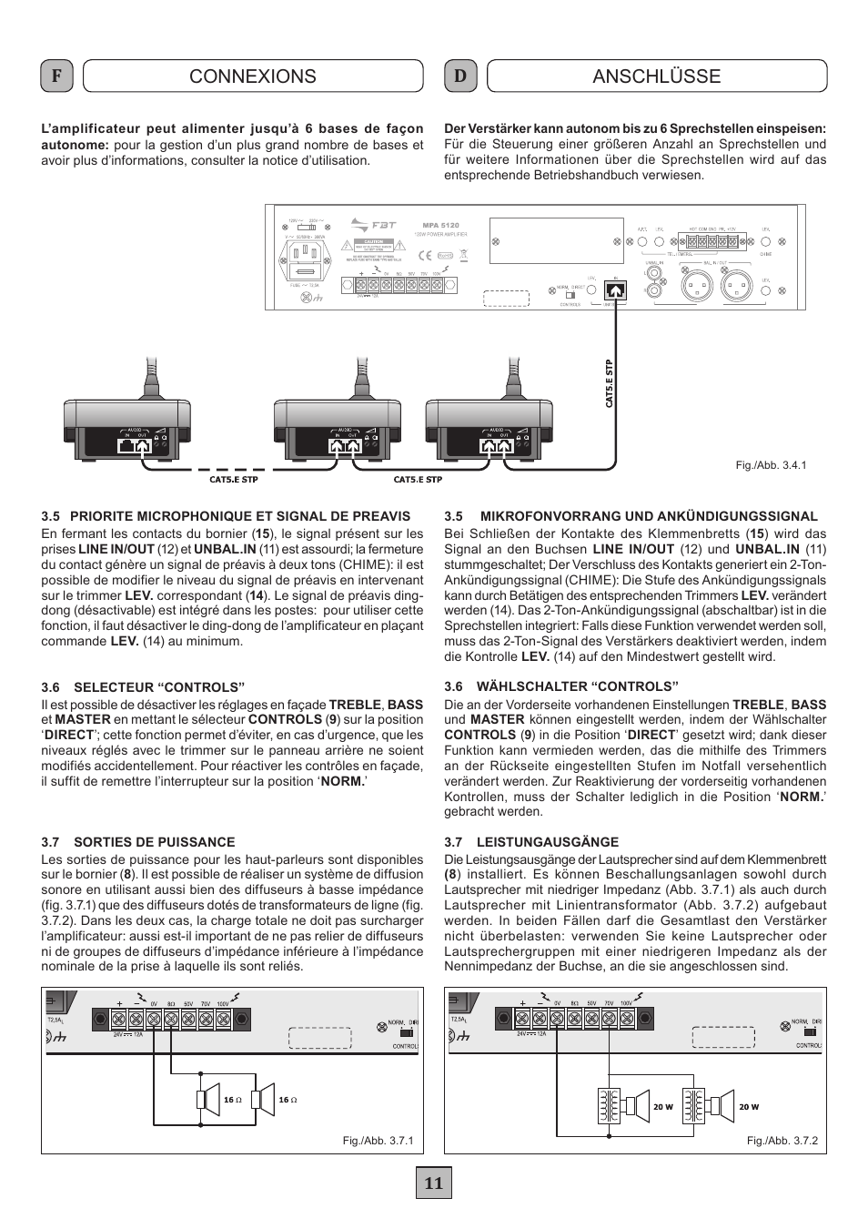 Connexions anschlüsse | FBT MPA 5480 User Manual | Page 13 / 20