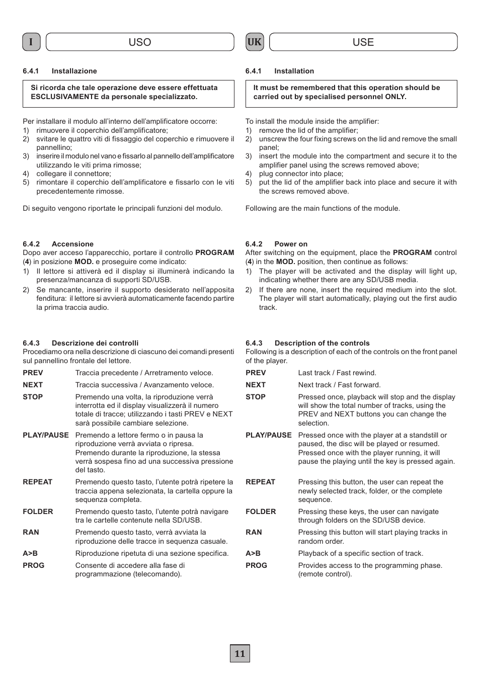 Iuk uso use | FBT MXA 3240 User Manual | Page 14 / 32