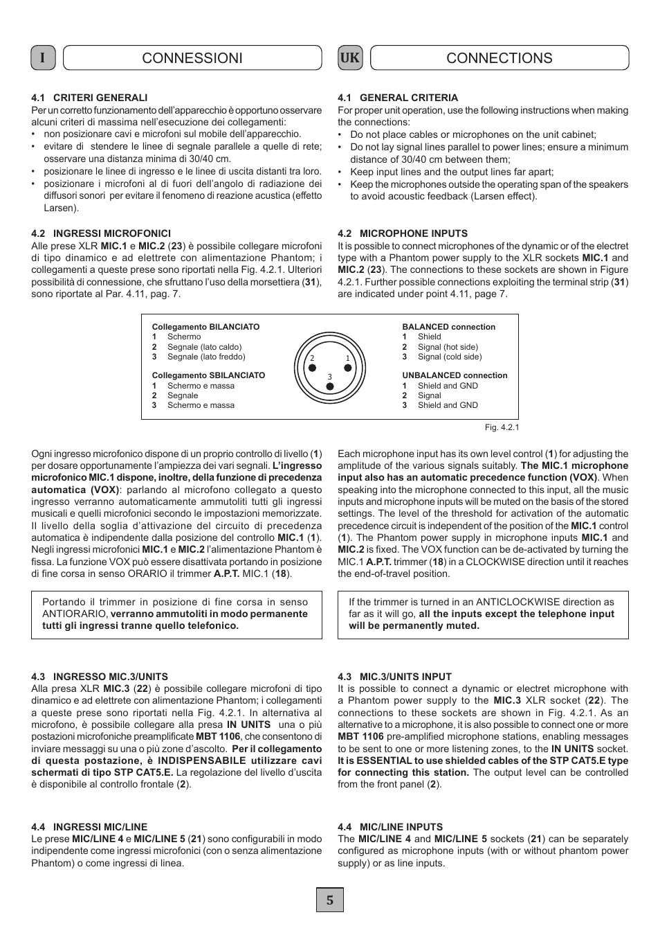 Iuk connessioni connections | FBT MXA 3240 User Manual | Page 8 / 32