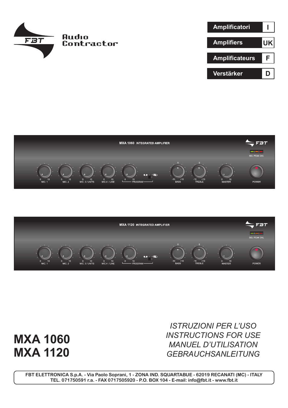 FBT MXA 1120 User Manual | 20 pages