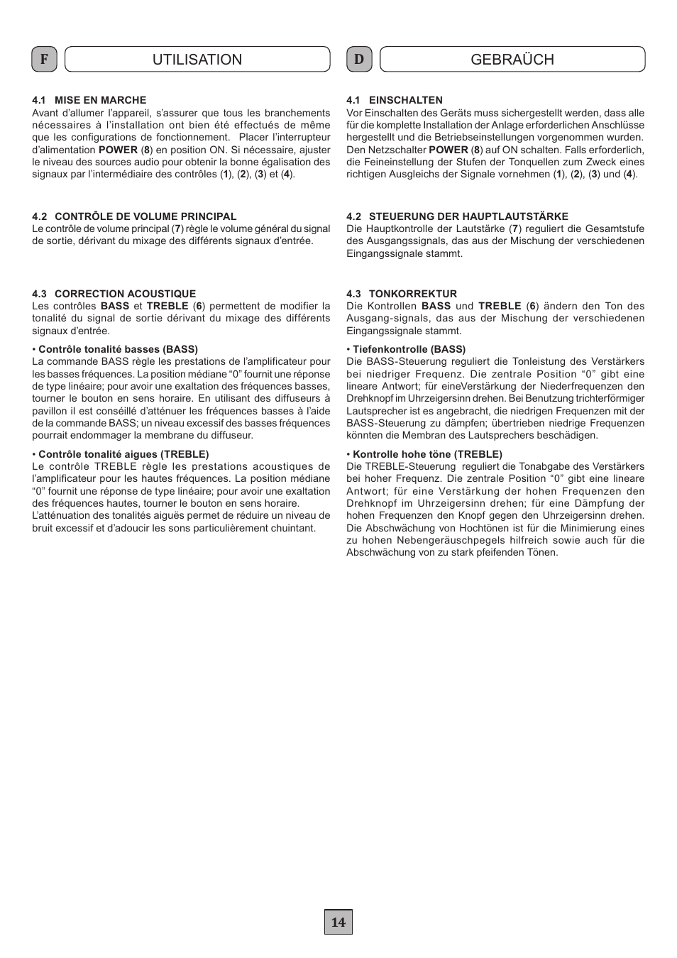 Utilisation gebraüch | FBT MXA 1120 User Manual | Page 16 / 20