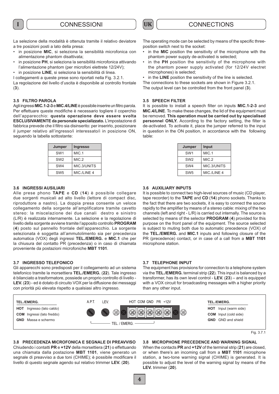 Iuk connessioni connections | FBT MXA 1120 User Manual | Page 6 / 20