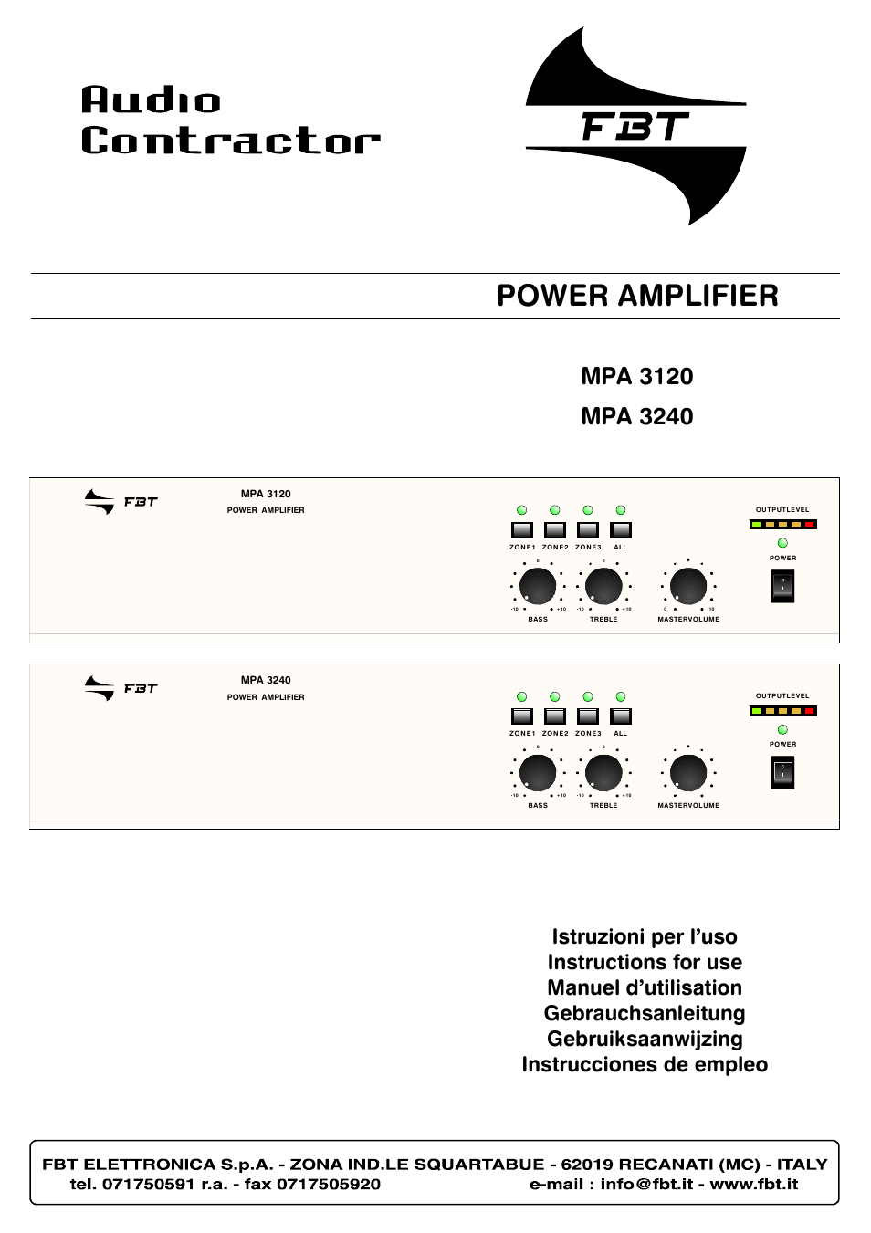 FBT MPA 3240 User Manual | 28 pages