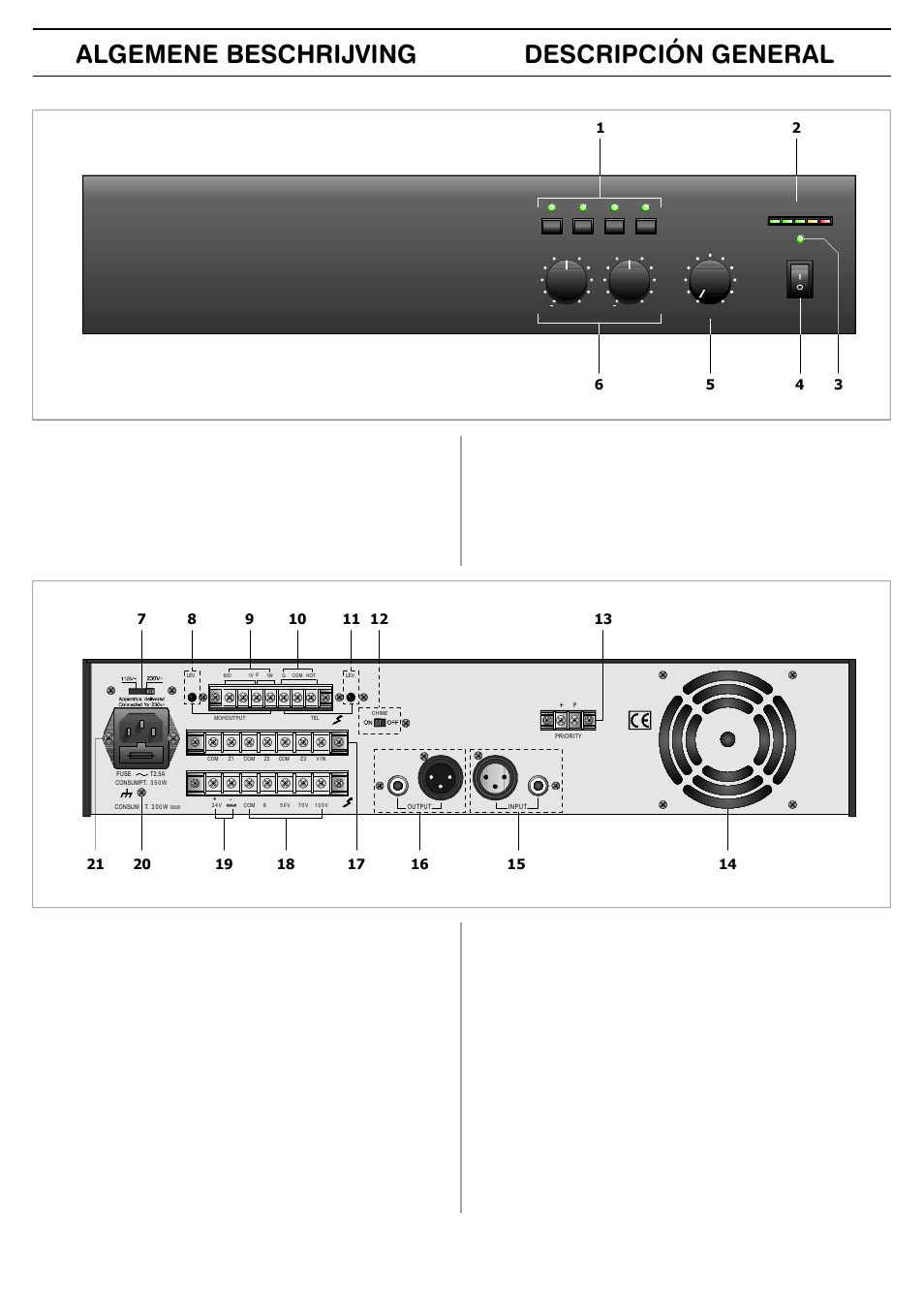 Algemene beschrijving descripción general | FBT MPA 3240 User Manual | Page 21 / 28