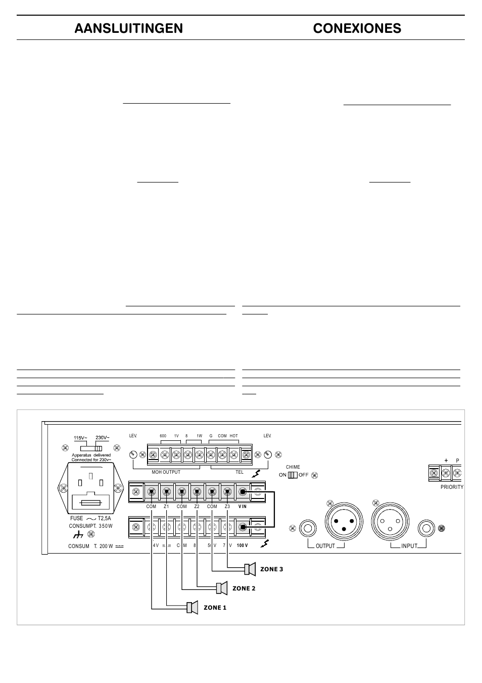 Conexiones aansluitingen | FBT MPA 3240 User Manual | Page 26 / 28