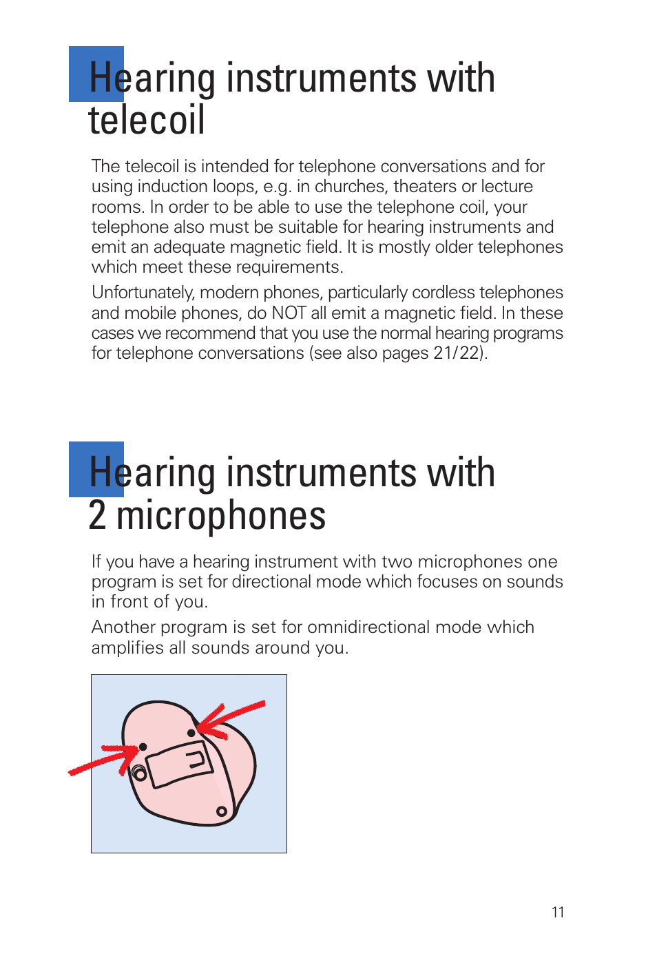 Hearing instruments with telecoil, Hearing instruments with 2 microphones | Siemens MUSIC Pro Pro IT User Manual | Page 11 / 24