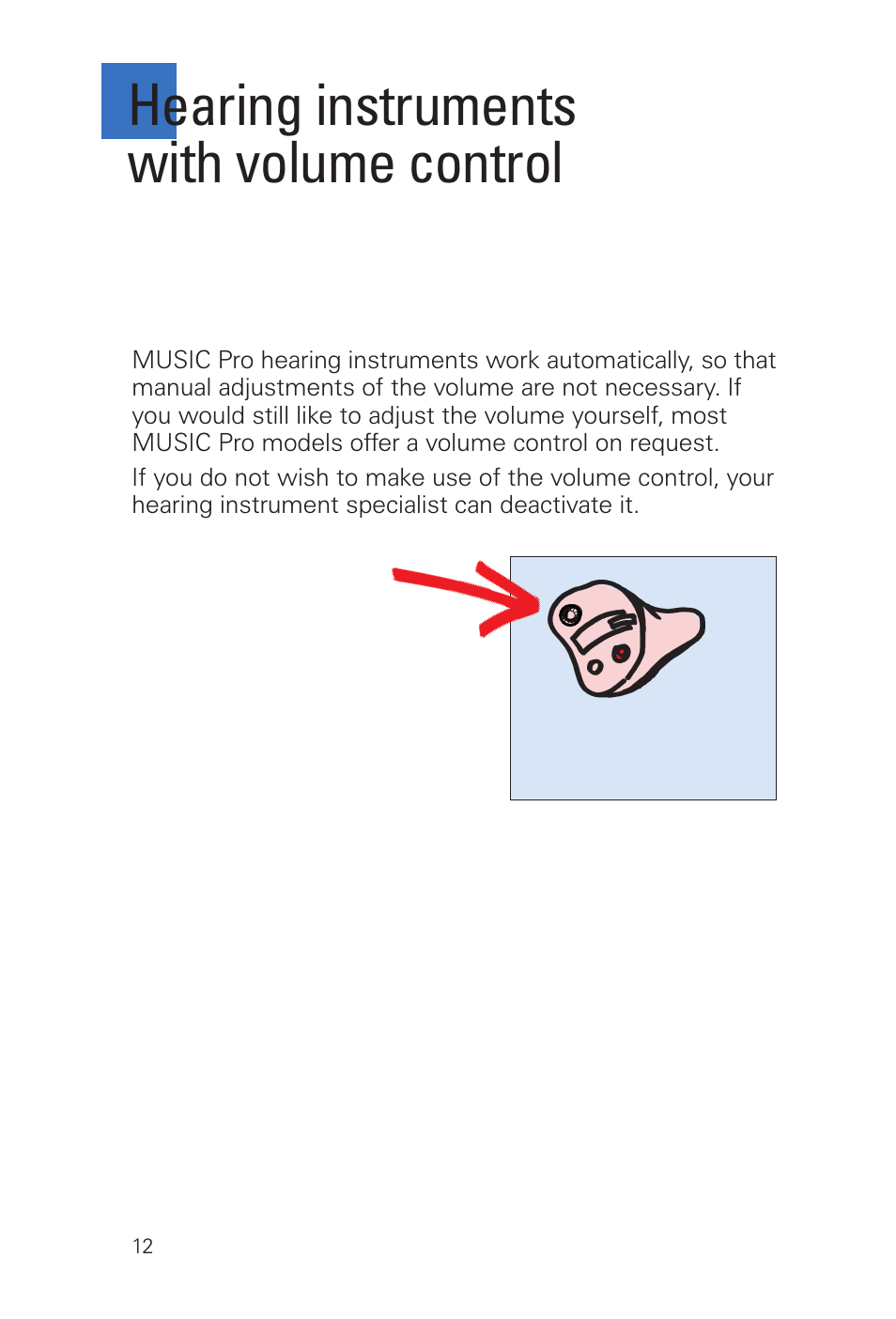 Hearing instruments with volume control | Siemens MUSIC Pro Pro IT User Manual | Page 12 / 24