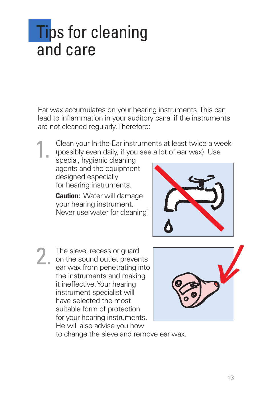 Tips for cleaning and care | Siemens MUSIC Pro Pro IT User Manual | Page 13 / 24