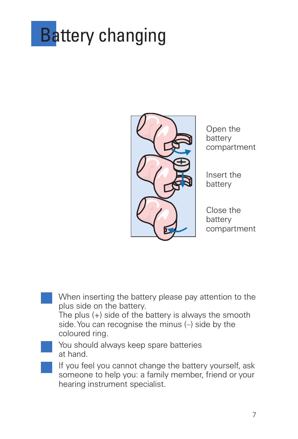 Battery changing | Siemens MUSIC Pro Pro IT User Manual | Page 7 / 24