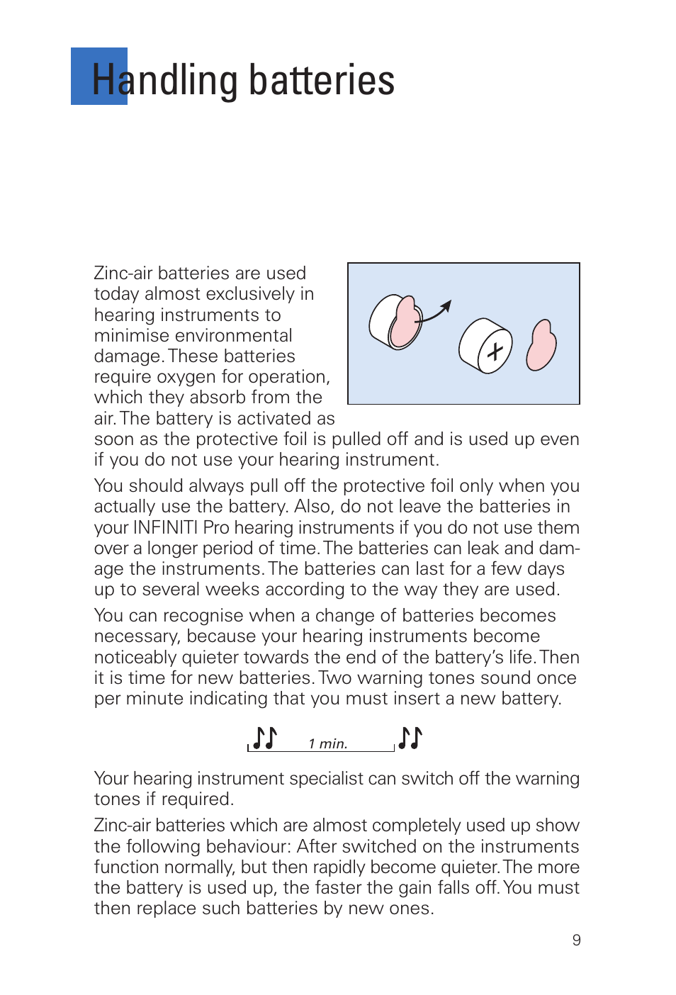 Handling batteries | Siemens MUSIC Pro Pro IT User Manual | Page 9 / 24