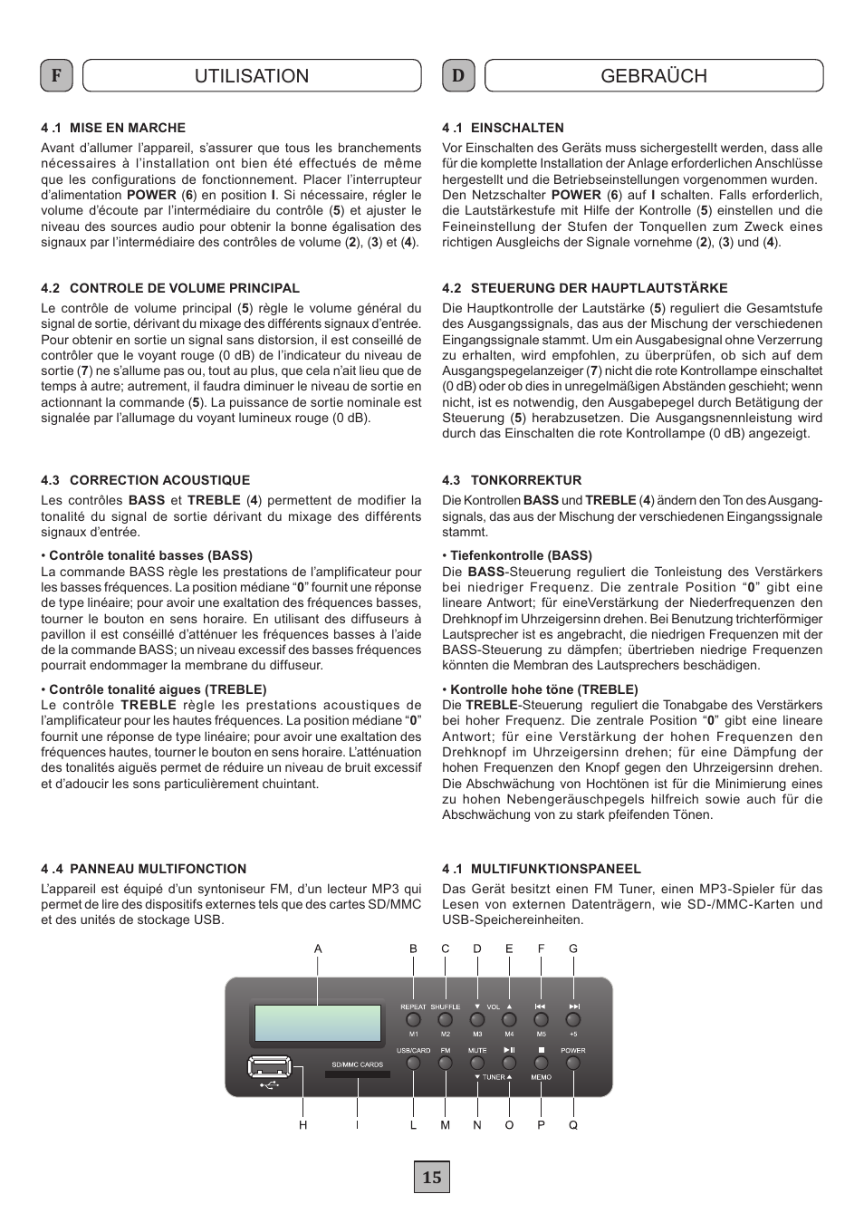 Utilisation gebraüch | FBT MDS 1240 User Manual | Page 17 / 24