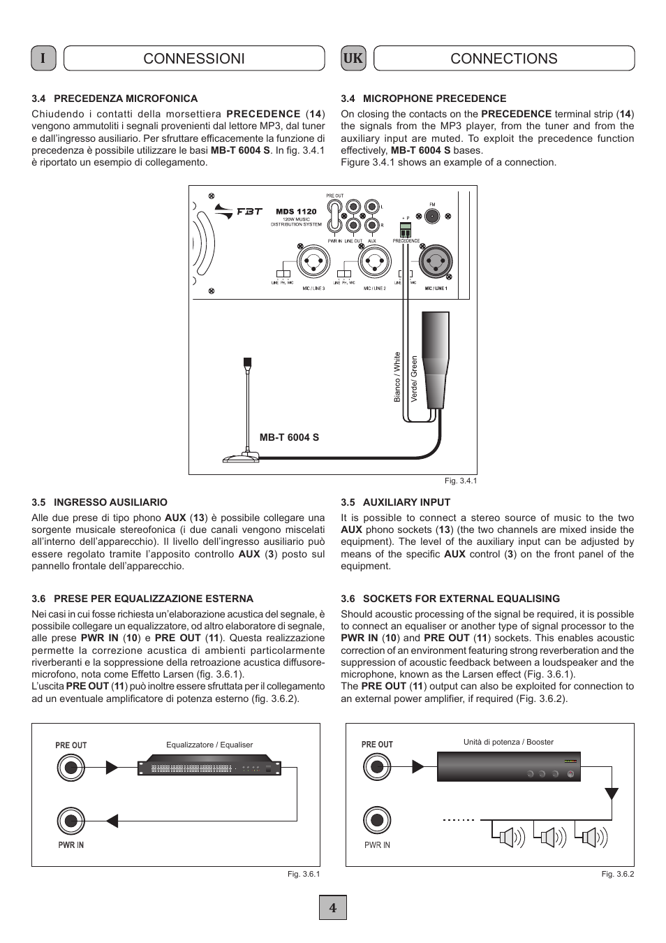 Iuk connessioni connections | FBT MDS 1240 User Manual | Page 6 / 24