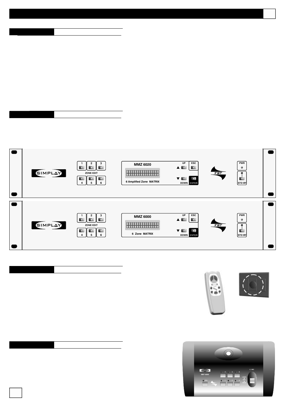 Main features, Mmz 6020, Mmz 6000 | Trc 6000, Mbt 6000, Simpl y | FBT MMZ 6000 User Manual | Page 17 / 72