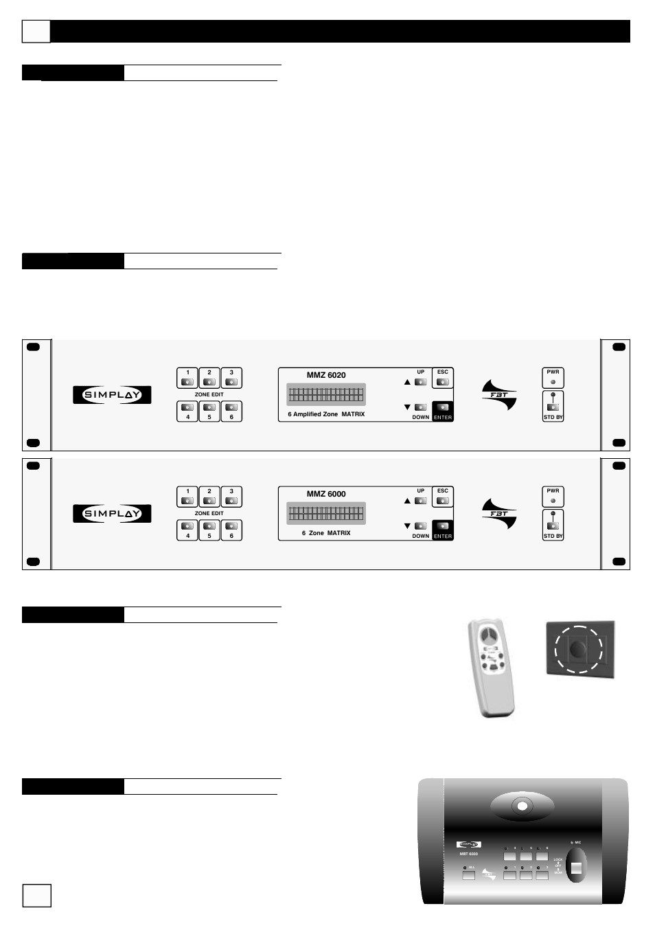 Caracteristiques principales, Mmz 6020, Mmz 6000 | Trc 6000, Mbt 6000, Simpl y | FBT MMZ 6000 User Manual | Page 30 / 72