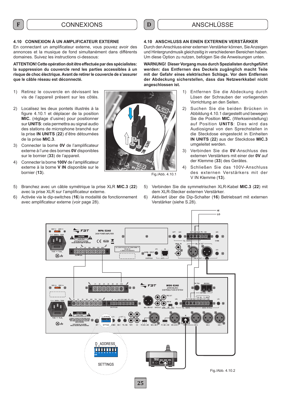 Connexions anschlüsse | FBT MDS 6240 User Manual | Page 28 / 40