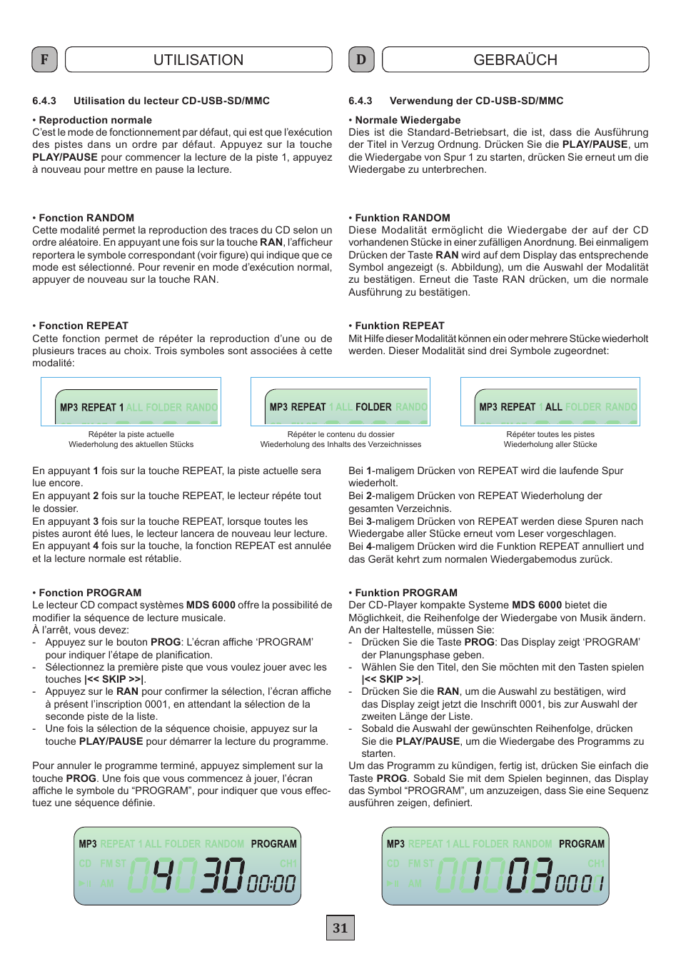 Utilisation gebraüch | FBT MDS 6240 User Manual | Page 34 / 40