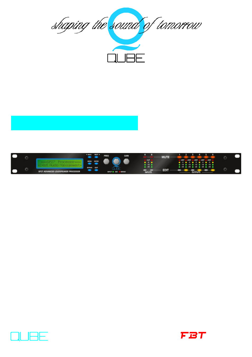 FBT QUBE SP27 User Manual | 44 pages