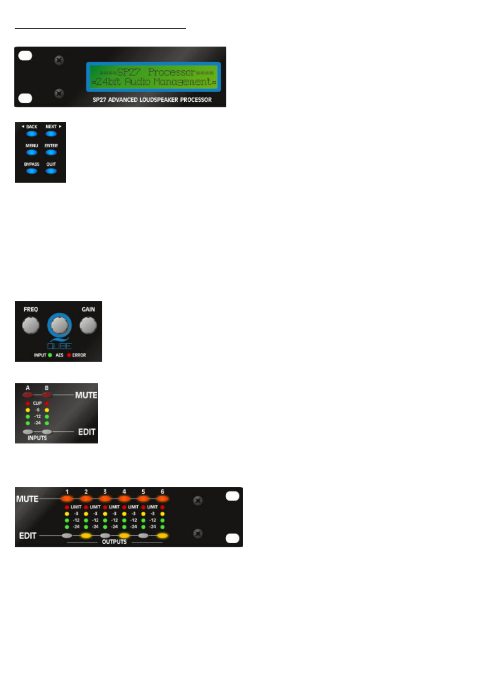 Front panel familiarisation | FBT QUBE SP27 User Manual | Page 9 / 44