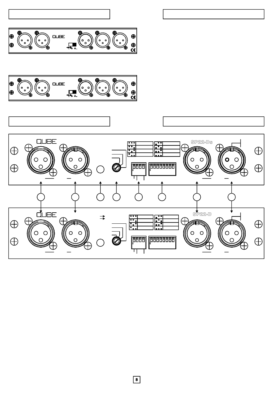 Analog controllers sp 12brk / sp 12rut, Digital controllers sp 22d / sp 22ds, Sp22-ds | Sp22-d, Ch 2 ch 1 | FBT QUBE PA User Manual | Page 9 / 16