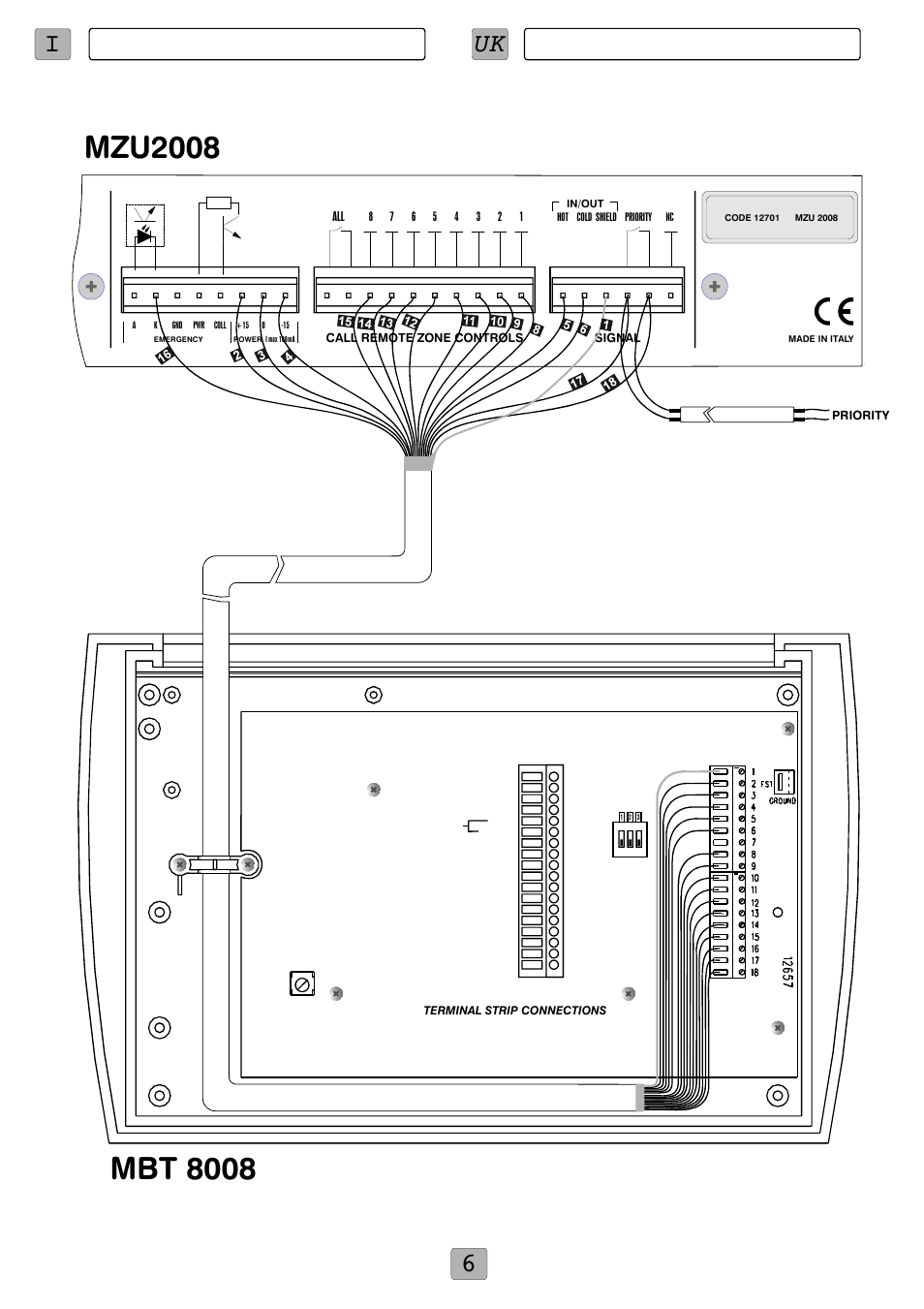 Iuk 6, Esempi di collegamento connection examples | FBT MBT 8008 User Manual | Page 8 / 28