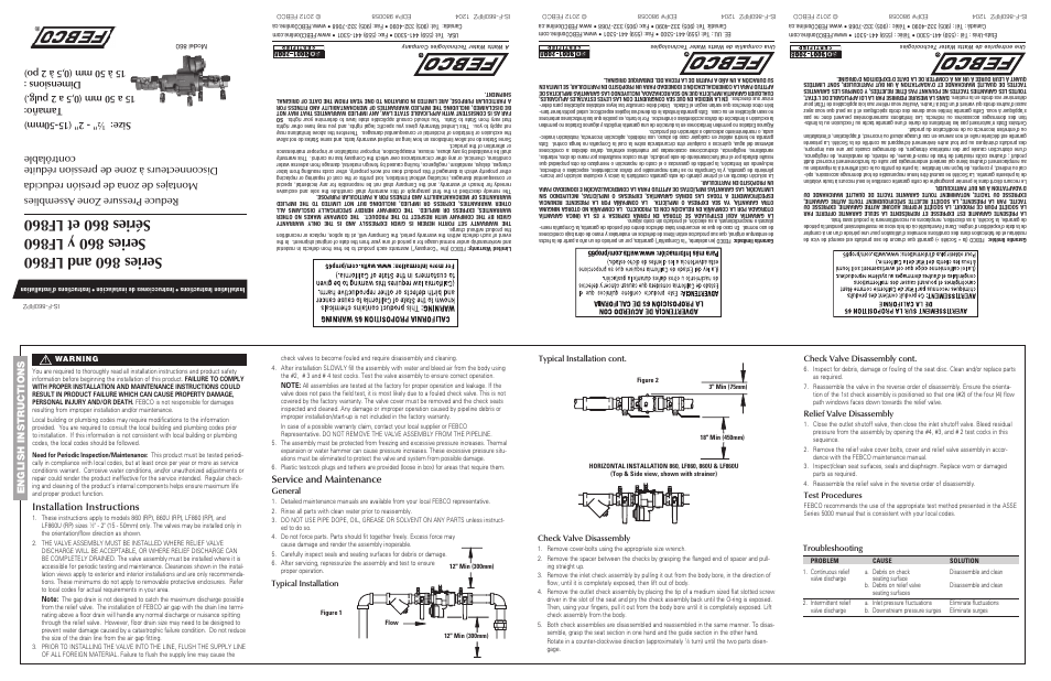 FEBCO 860U Reduced Pressure Assemblies with Union End Ball Valves User Manual | 2 pages