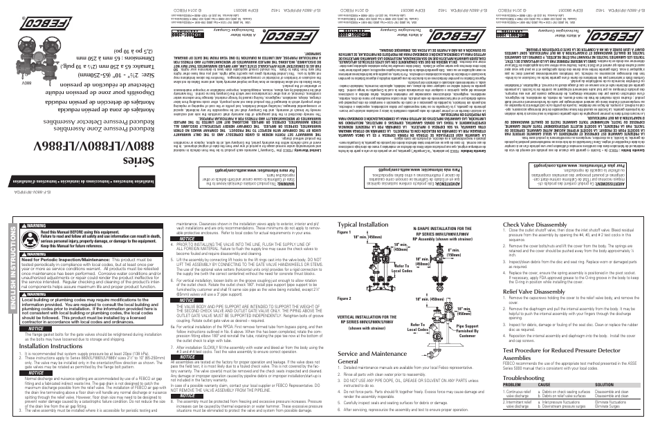 FEBCO LF880V Lead Free MasterSeries Configurable Design Reduced Pressure Zone Assemblies User Manual | 2 pages