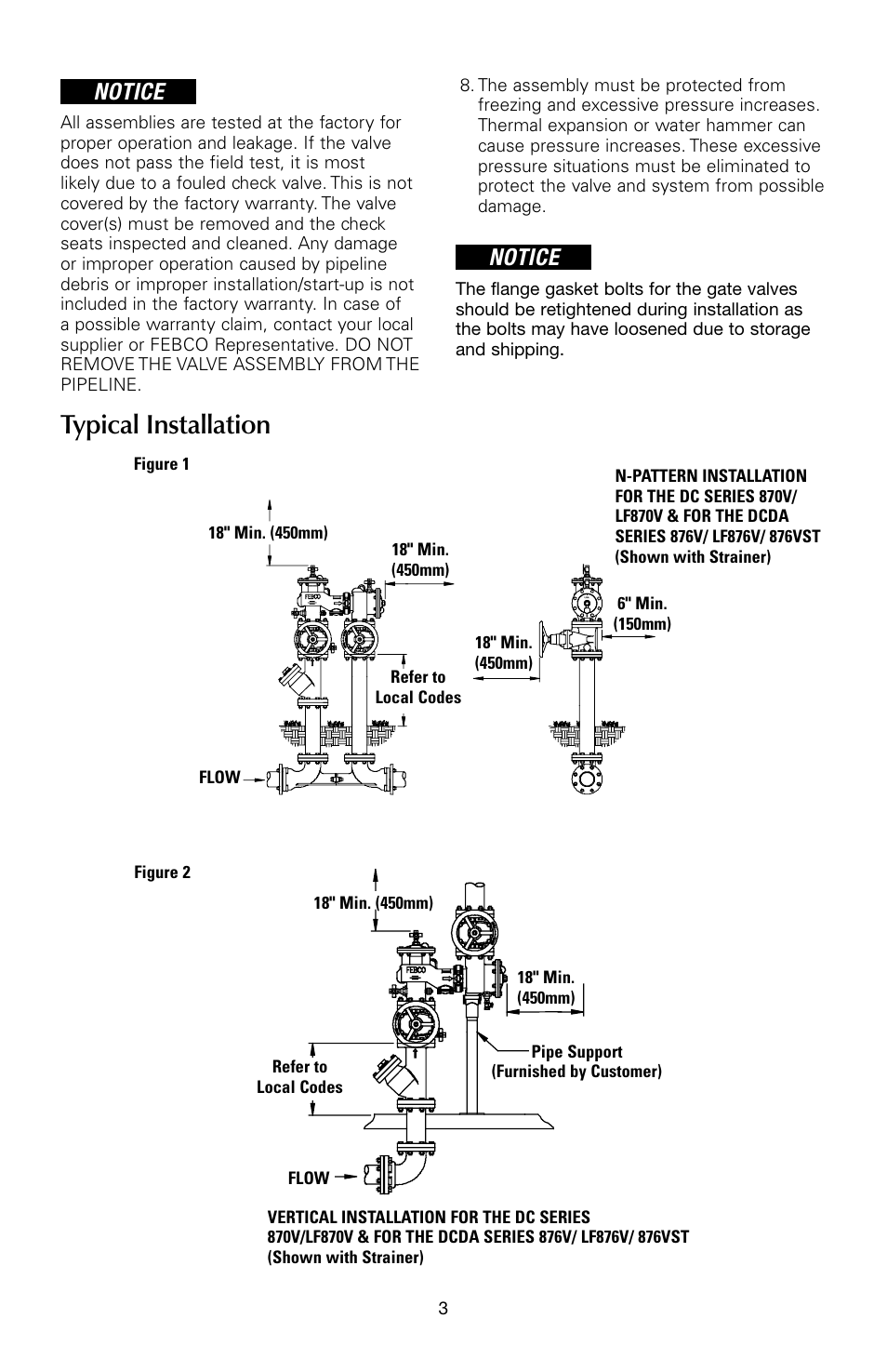 Typical installation, Notice | FEBCO 876VST Master Series Configurable Design Double Check Detector Assemblies User Manual | Page 3 / 12