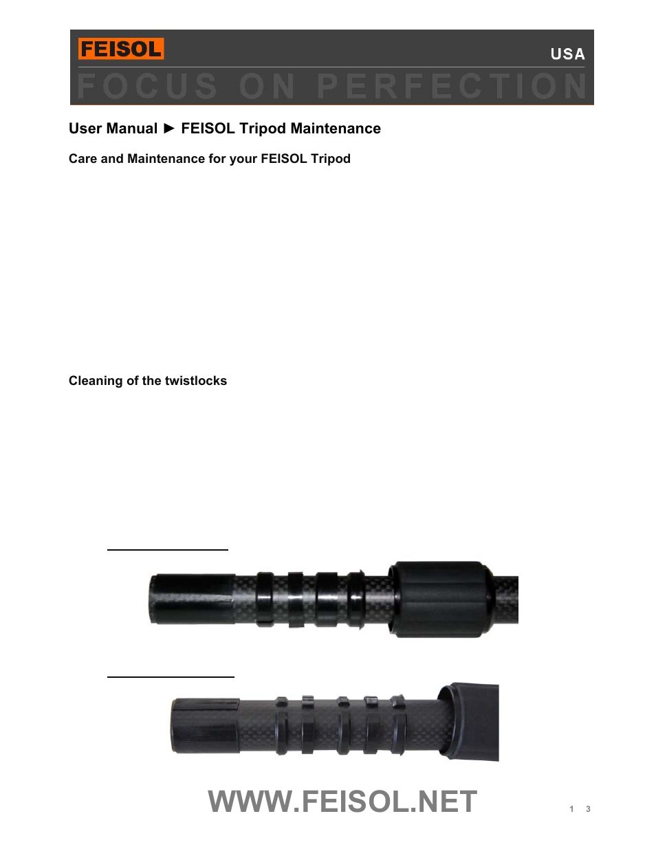 FEISOL Tripod Maintenance User Manual | 3 pages