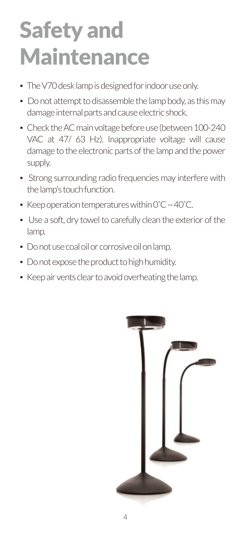 Safety and maintenance | Fiilex V70 User Manual | Page 6 / 7