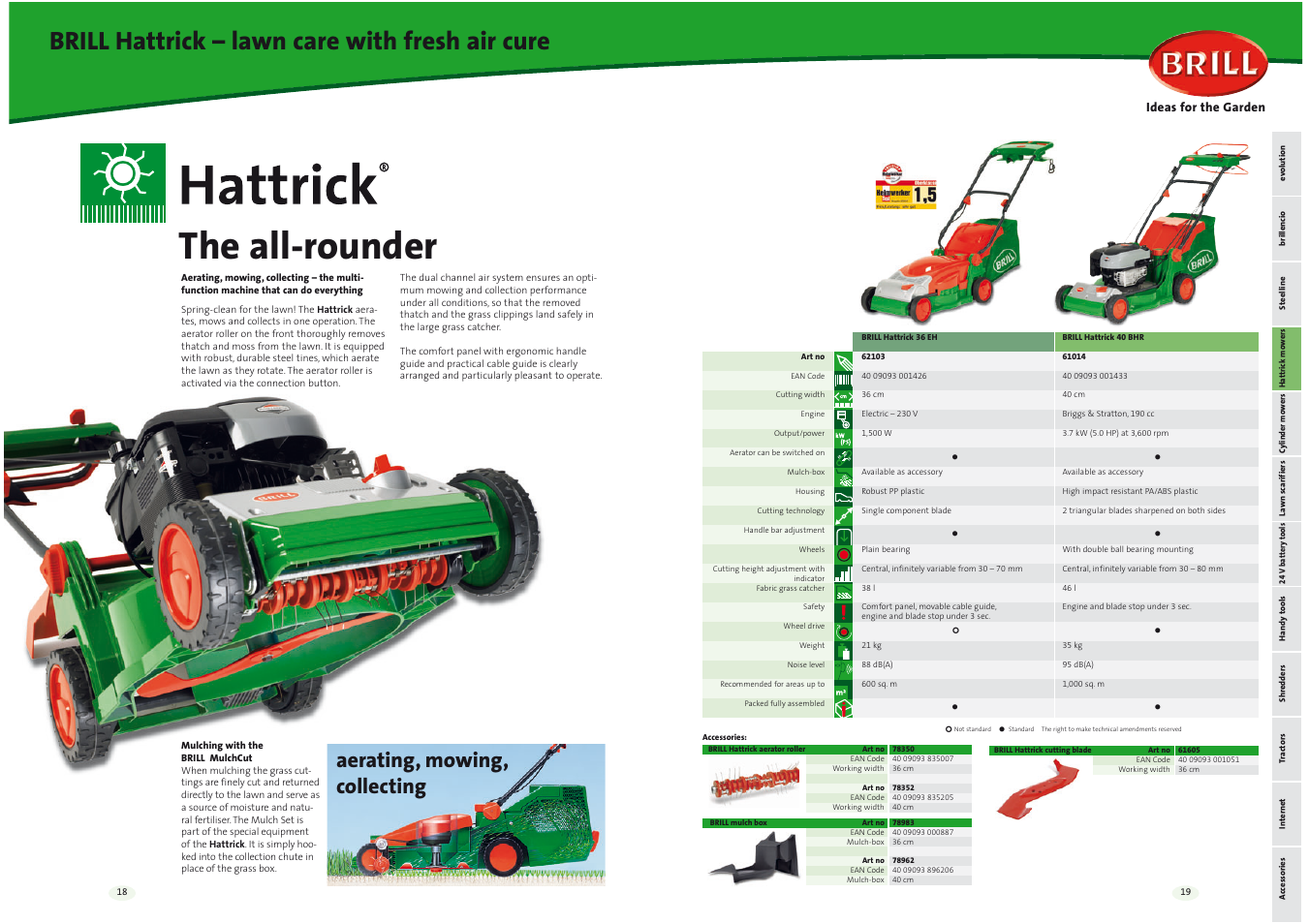 The all-rounder, Brill hattrick – lawn care with fresh air cure, Aerating, mowing, collecting | Brill Ideas 42 Series User Manual | Page 10 / 22