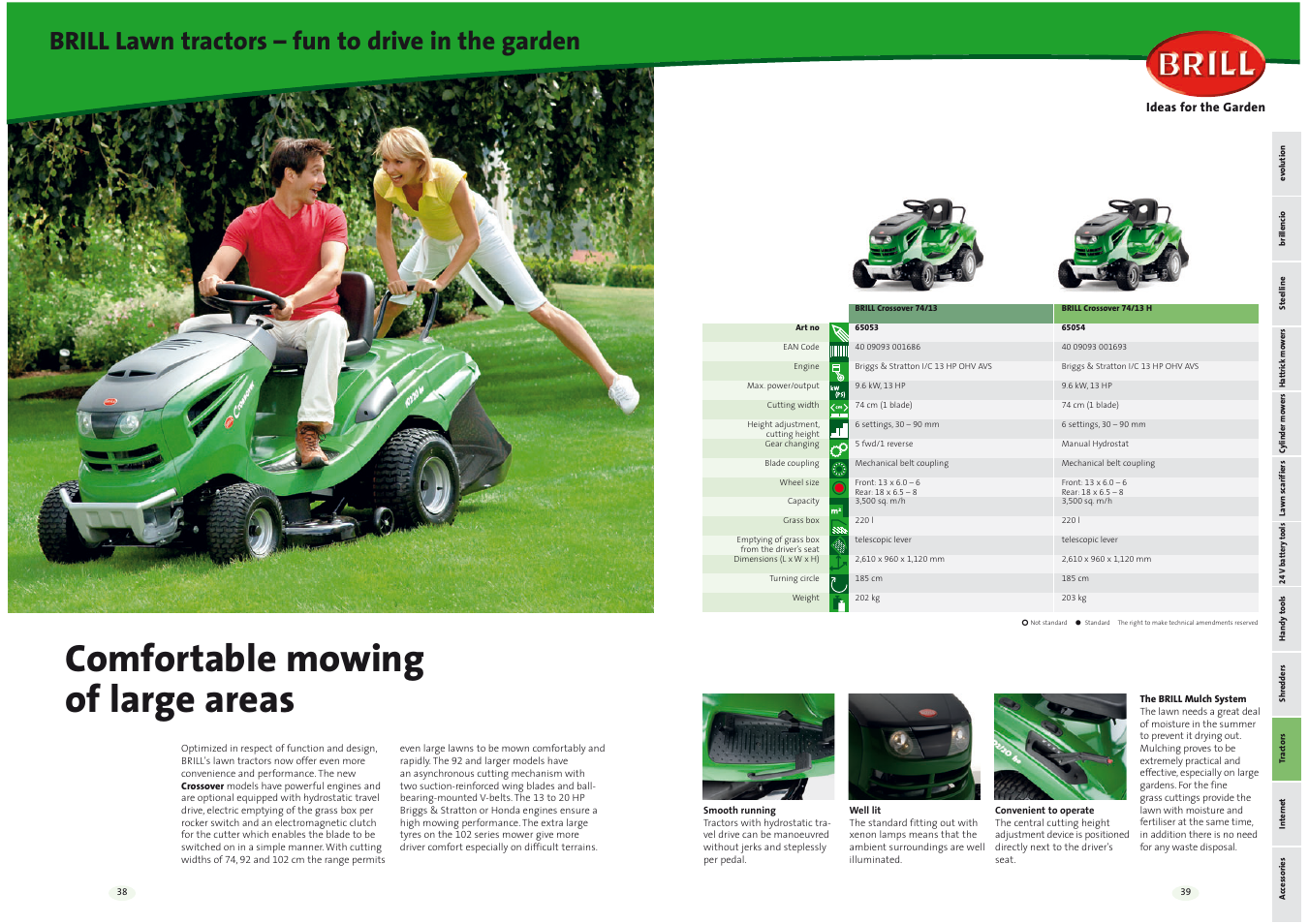 Comfortable mowing of large areas, Brill lawn tractors – fun to drive in the garden | Brill Ideas 42 Series User Manual | Page 20 / 22