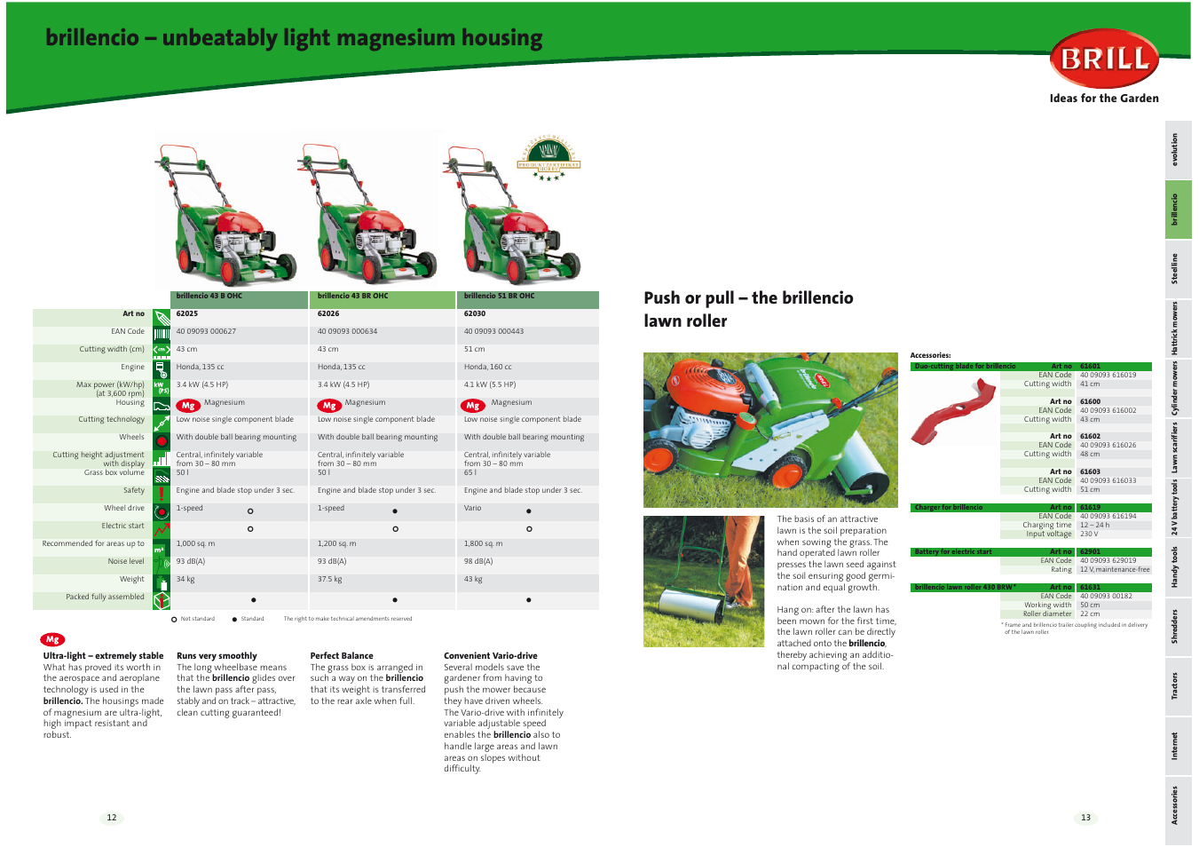 Brillencio – unbeatably light magnesium housing, Push or pull – the brillencio lawn roller | Brill Ideas 42 Series User Manual | Page 7 / 22