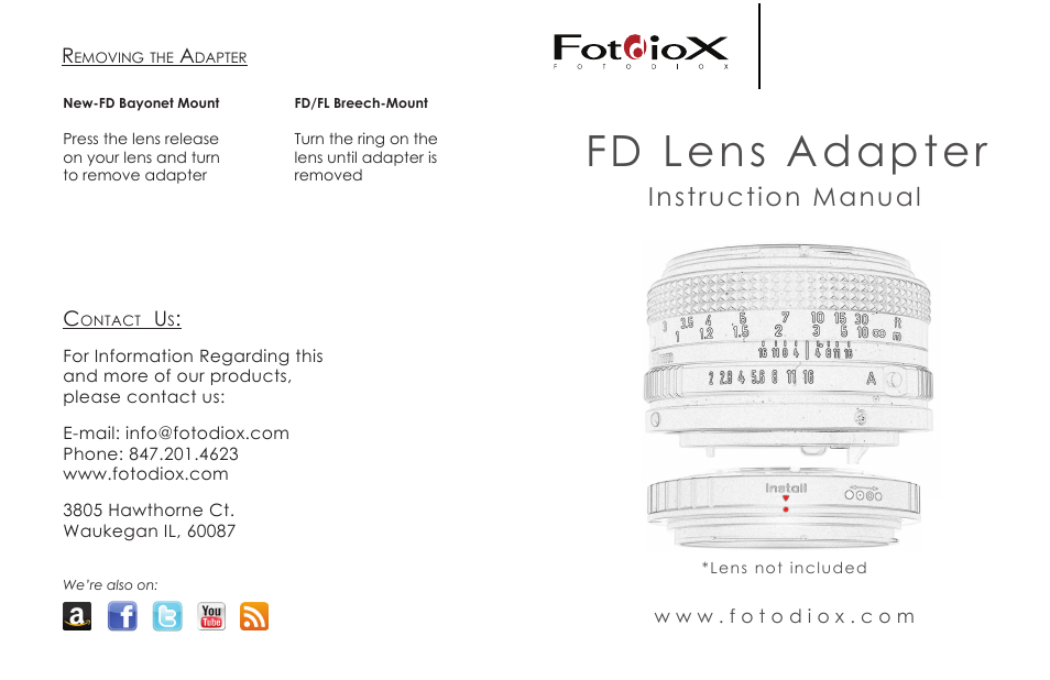 Fotodiox FD Lens Adapter User Manual | 2 pages