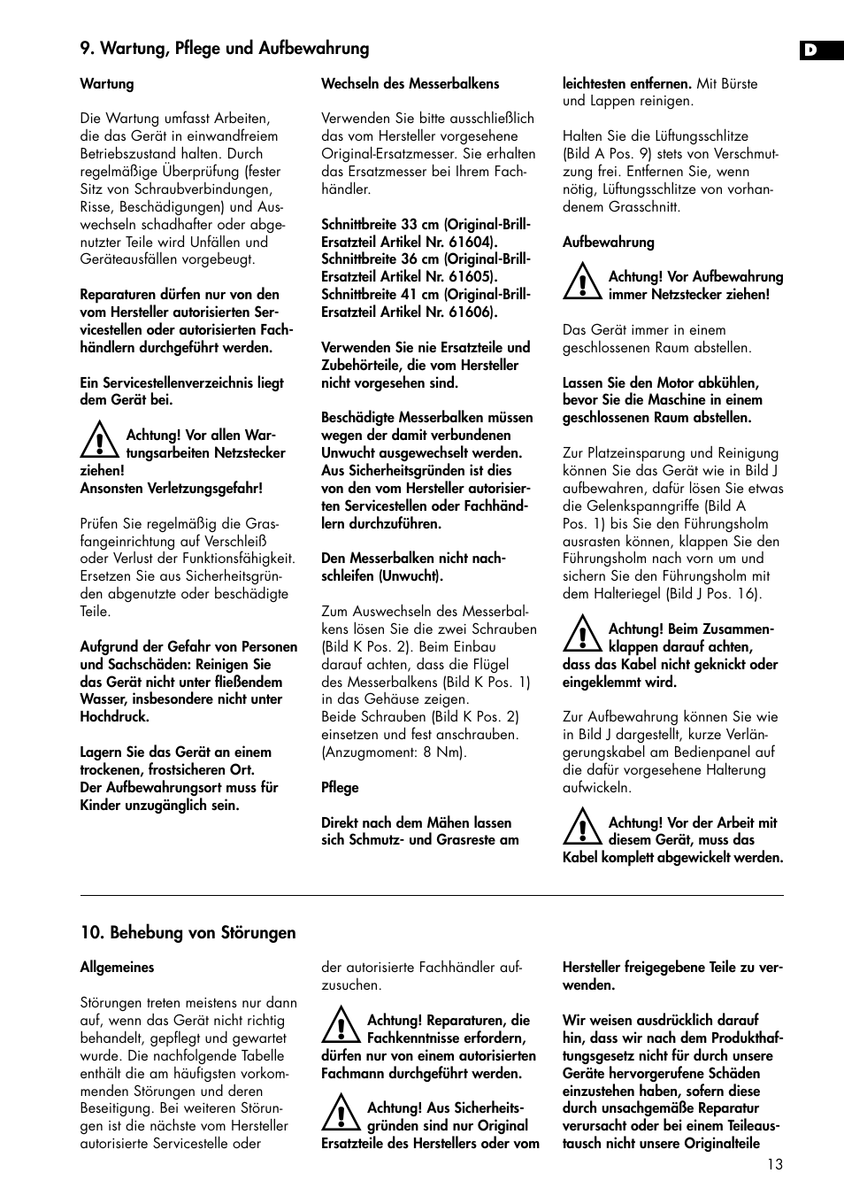 Brill 33 EF User Manual | Page 13 / 72