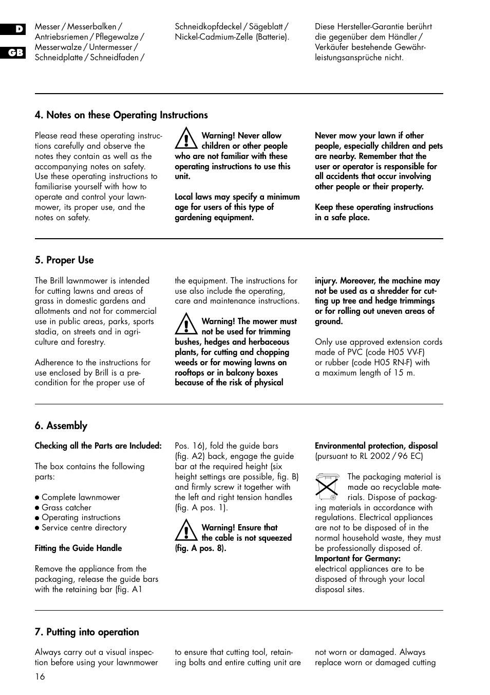 Brill 33 EF User Manual | Page 16 / 72