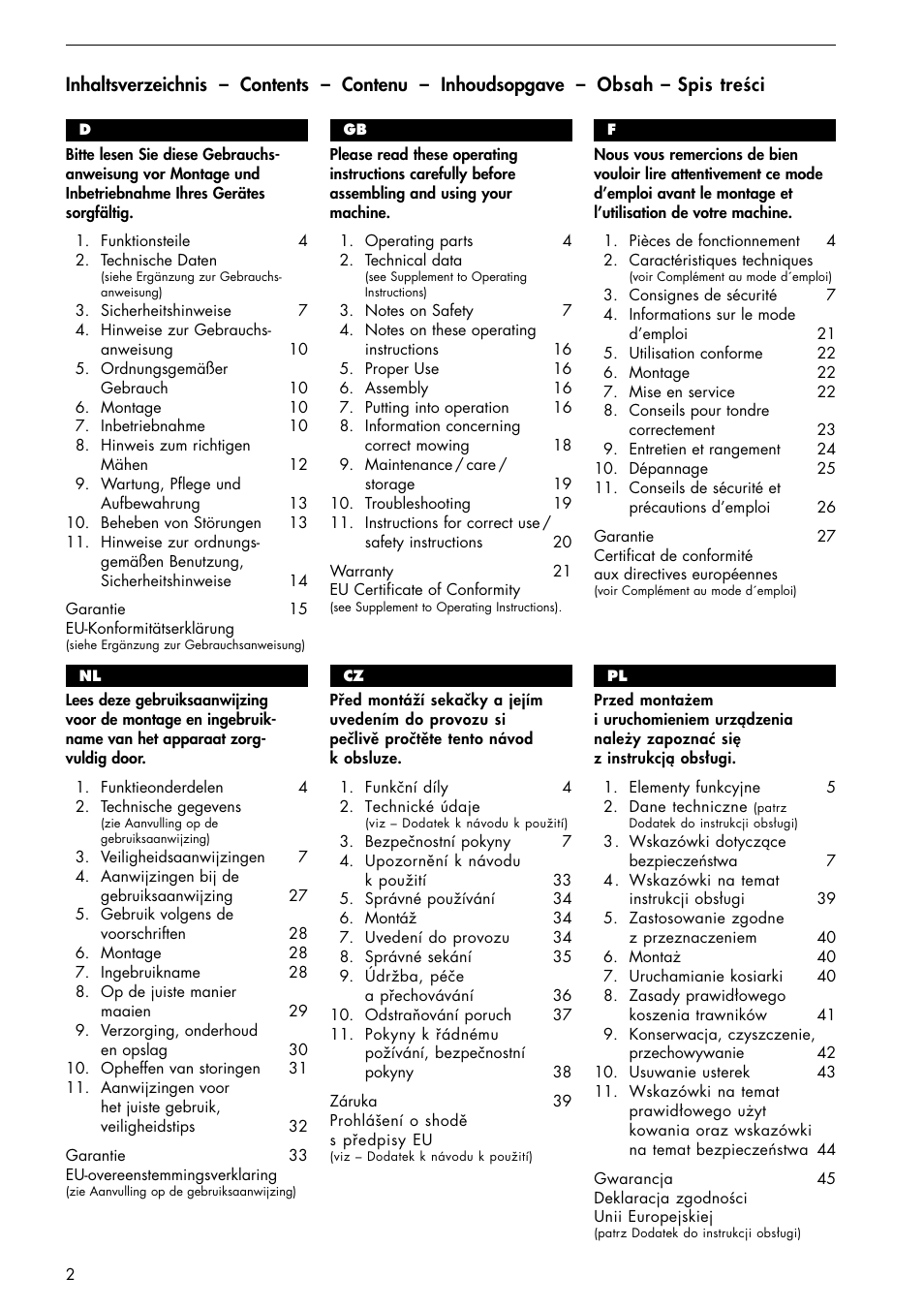 Brill 33 EF User Manual | Page 2 / 72