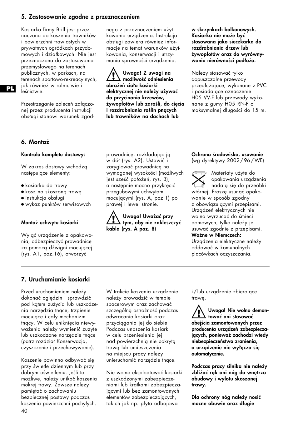 Brill 33 EF User Manual | Page 40 / 72